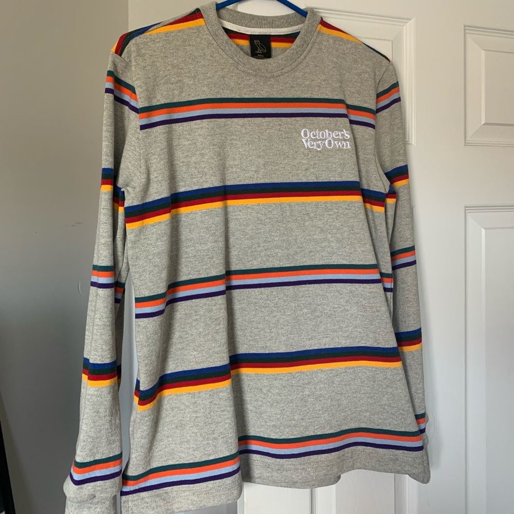 OVO Grey Striped Crewneck